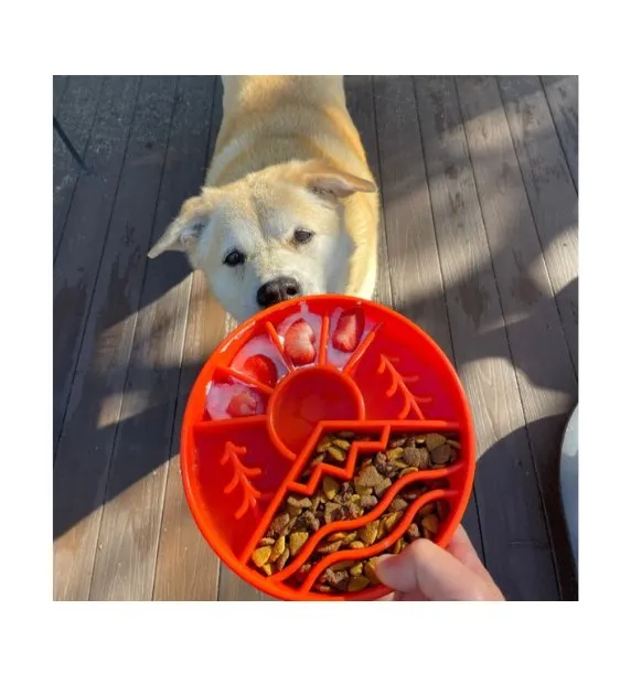 SodaPup Enrichment Slow Feeder Bowl For Dogs (Round / Orange Great Outdoors)