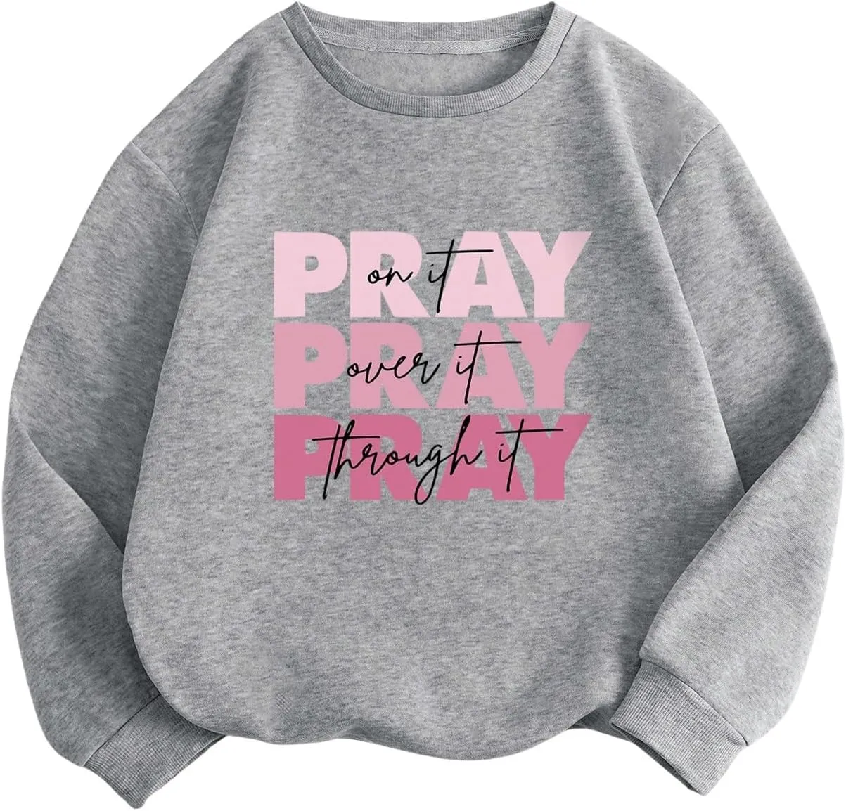 SweatyRocks Women's Sweatshirt Graphic Print Long Sleeve Drop Shoulder Crew Neck Pullover Tops