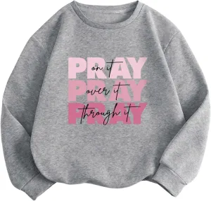 SweatyRocks Women's Sweatshirt Graphic Print Long Sleeve Drop Shoulder Crew Neck Pullover Tops
