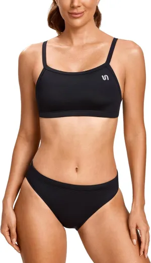 SYROKAN Women's Athletic Training Two Piece Swimsuit Bikini Sets Bathing Suit Racerback Sporty Swimwear