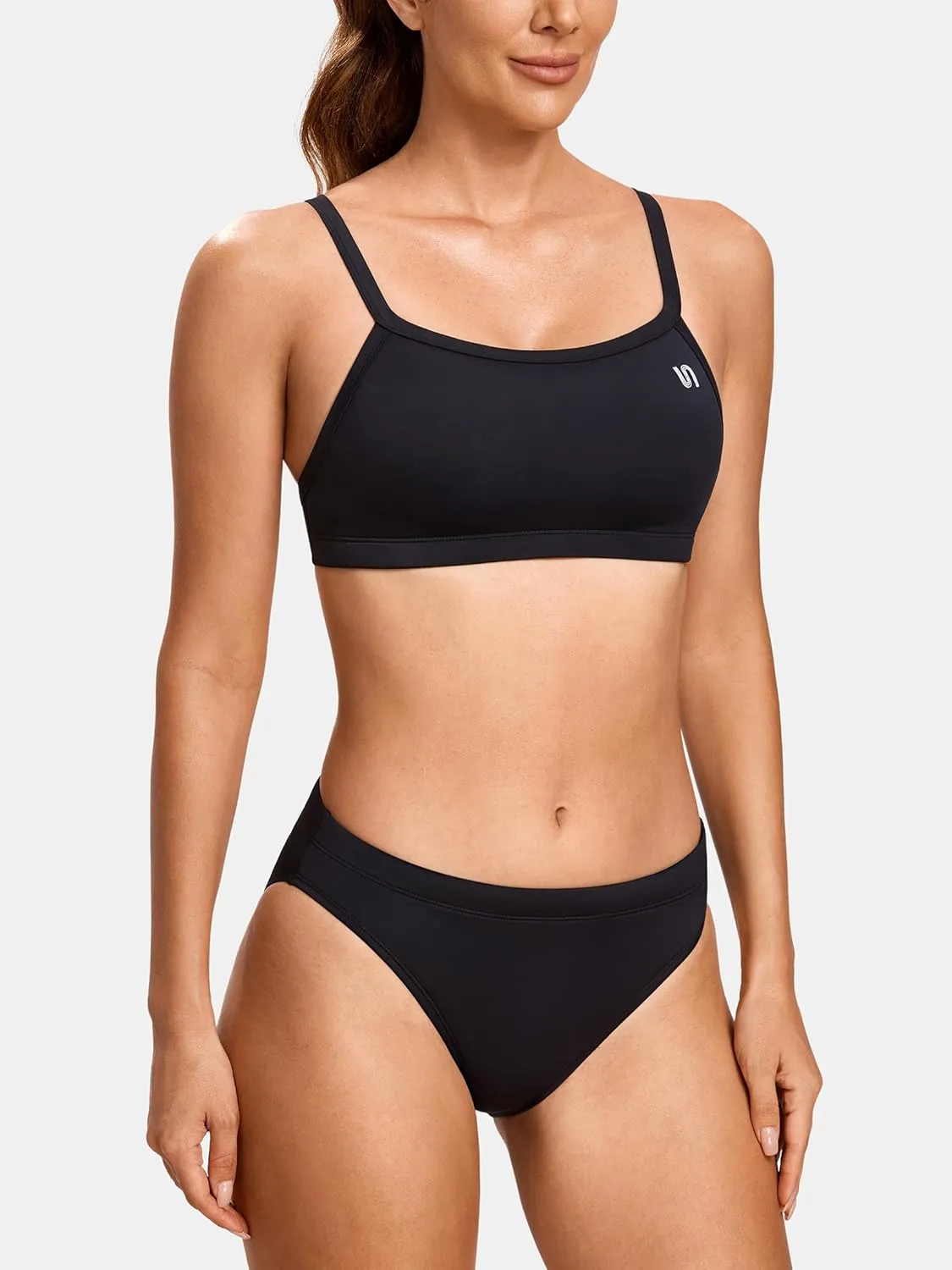 SYROKAN Women's Athletic Training Two Piece Swimsuit Bikini Sets Bathing Suit Racerback Sporty Swimwear