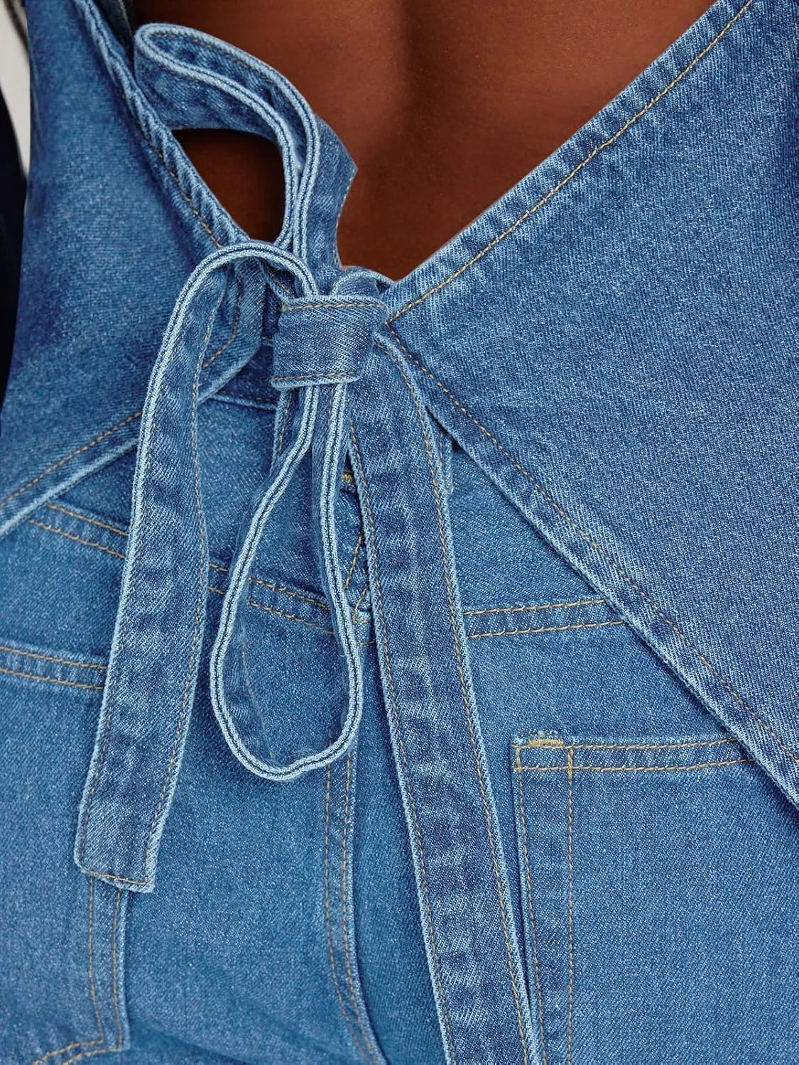 Tankaneo Womens Halter Denim Vest Tops Summer Open Back Y2K Going Out Tank Tops V Neck Button Down Jean Shirts