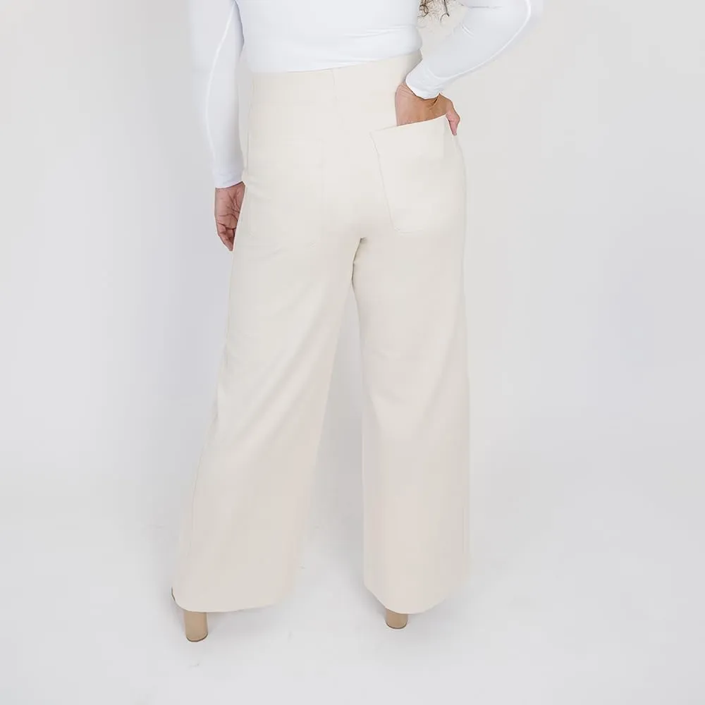 Thalian Women's Nora Ponte Pull-on Wide Leg with Pintuck High Rise Pant