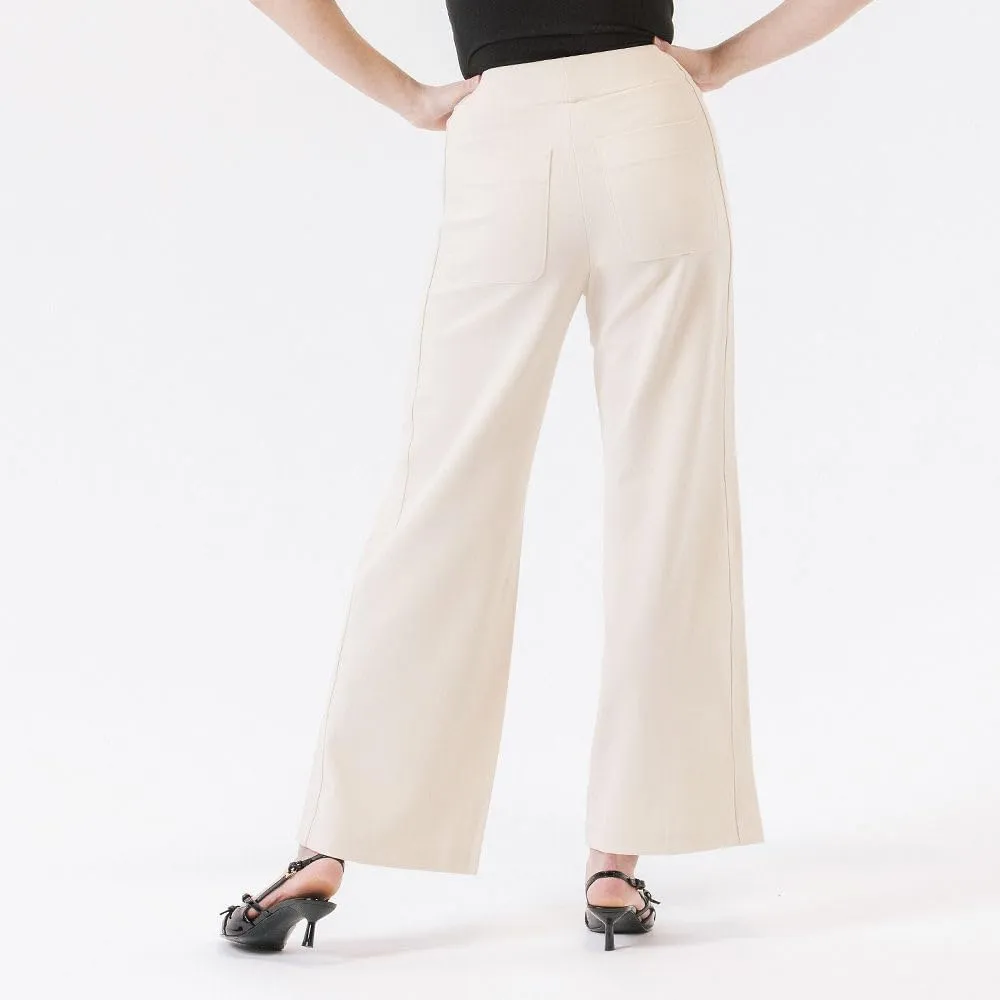 Thalian Women's Nora Ponte Pull-on Wide Leg with Pintuck High Rise Pant