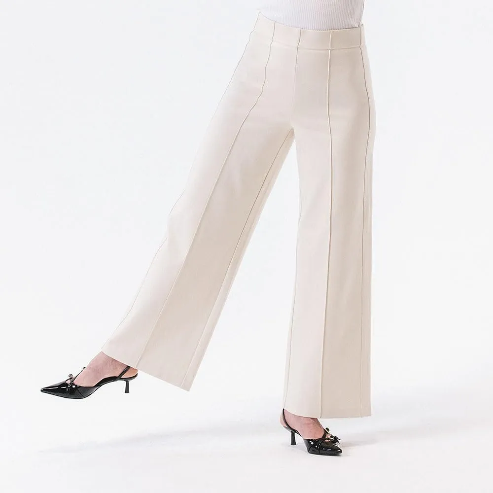 Thalian Women's Nora Ponte Pull-on Wide Leg with Pintuck High Rise Pant
