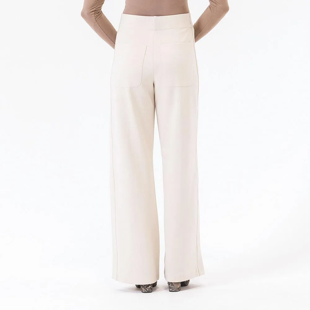 Thalian Women's Nora Ponte Pull-on Wide Leg with Pintuck High Rise Pant