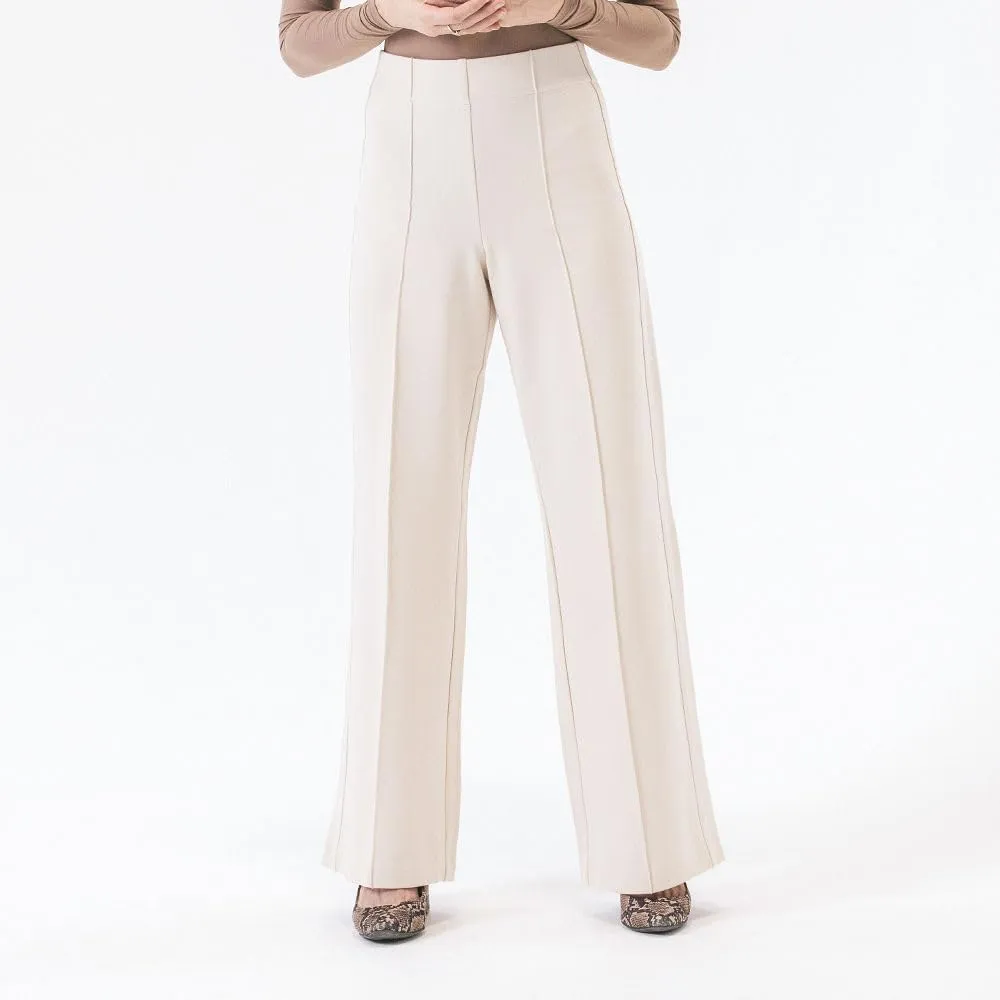 Thalian Women's Nora Ponte Pull-on Wide Leg with Pintuck High Rise Pant