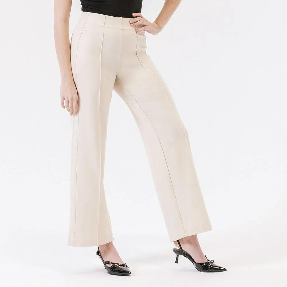 Thalian Women's Nora Ponte Pull-on Wide Leg with Pintuck High Rise Pant