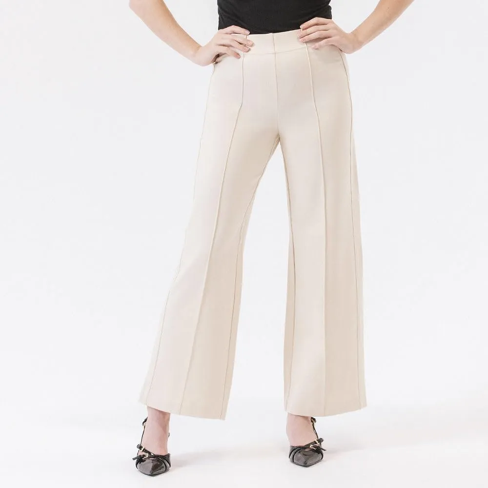 Thalian Women's Nora Ponte Pull-on Wide Leg with Pintuck High Rise Pant