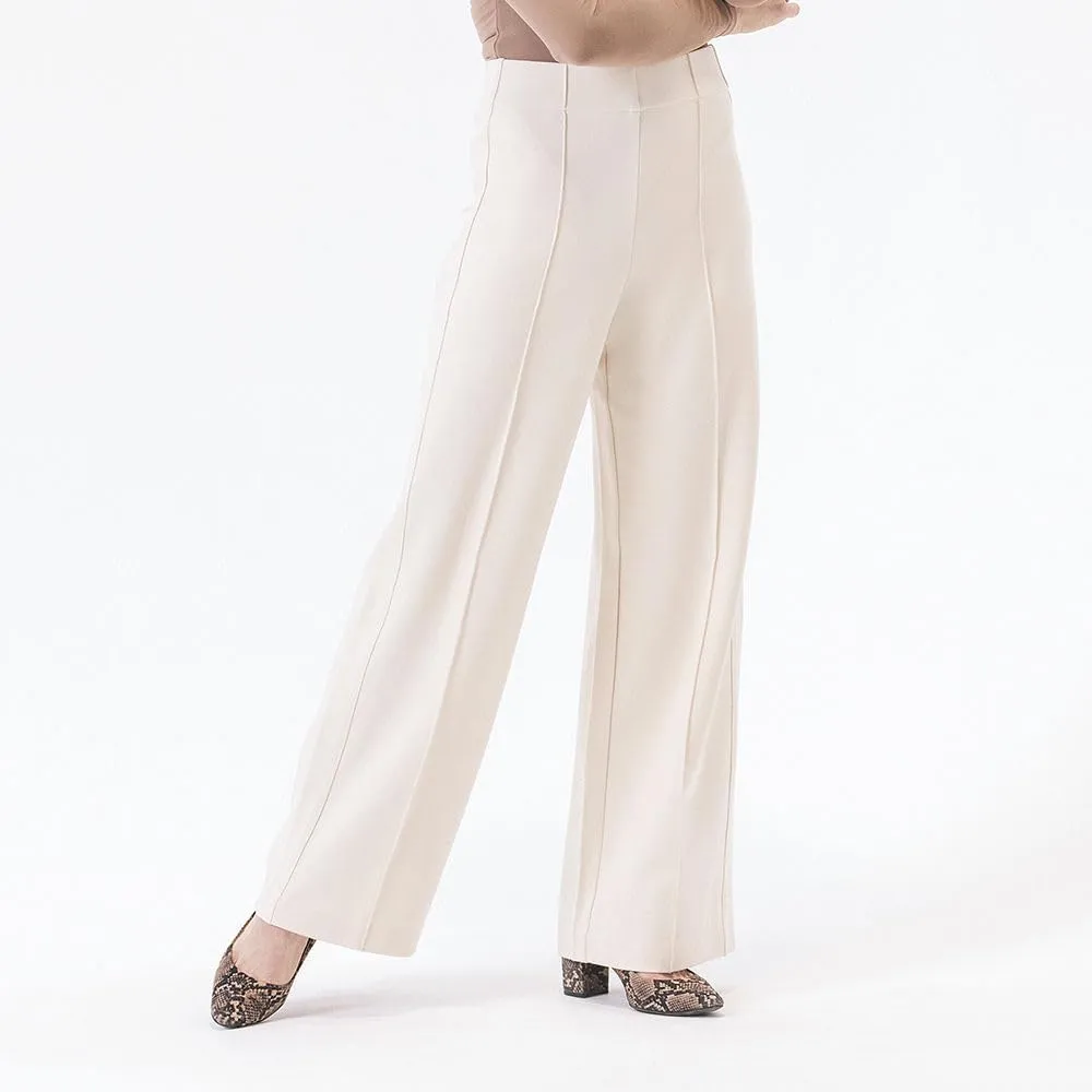Thalian Women's Nora Ponte Pull-on Wide Leg with Pintuck High Rise Pant