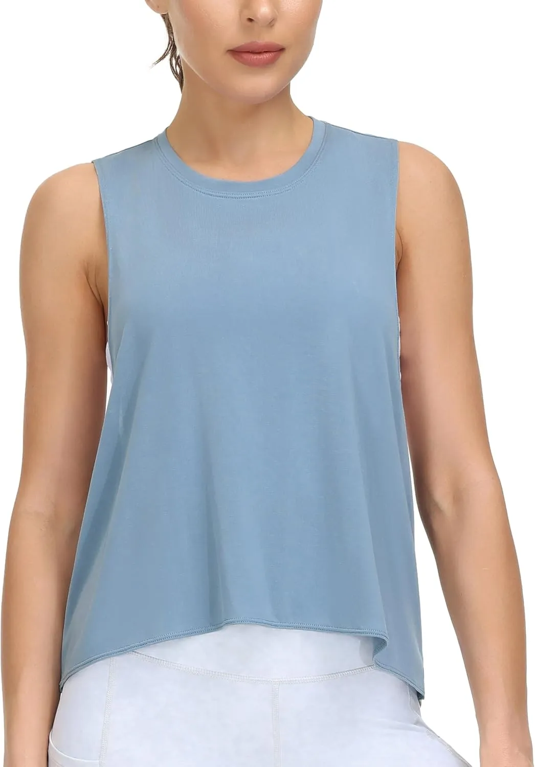 THE GYM PEOPLE Women's Open Cross Back Workout Tank Tops Loose Fit Sleeveless Yoga Running Shirts