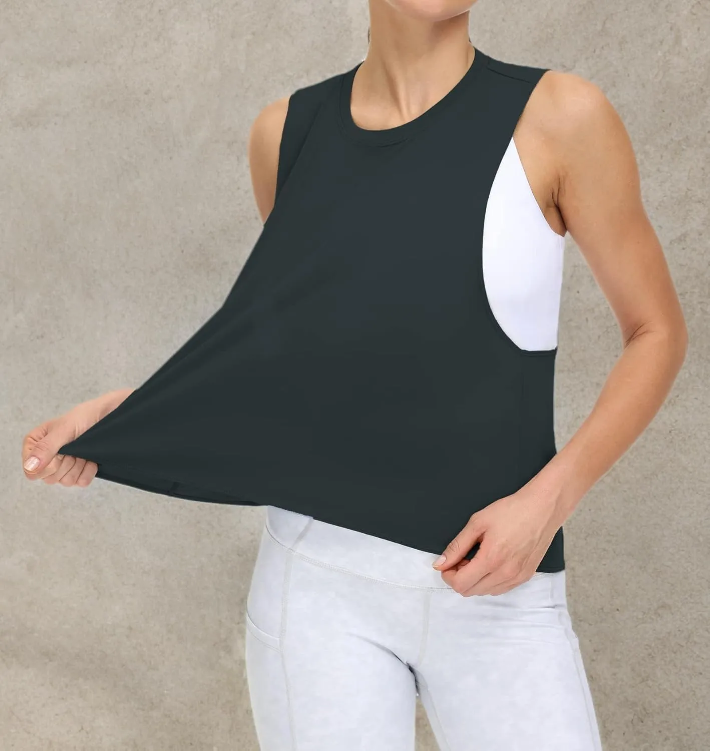 THE GYM PEOPLE Women's Open Cross Back Workout Tank Tops Loose Fit Sleeveless Yoga Running Shirts