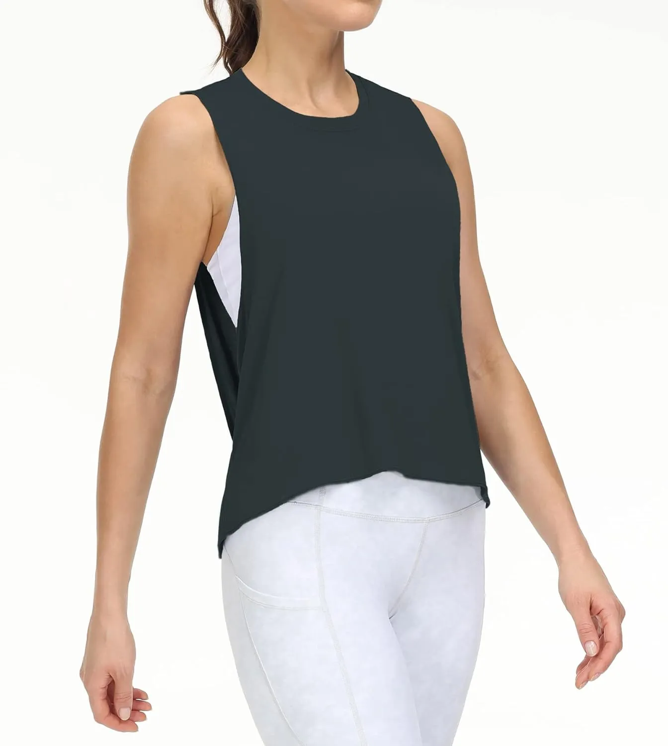 THE GYM PEOPLE Women's Open Cross Back Workout Tank Tops Loose Fit Sleeveless Yoga Running Shirts