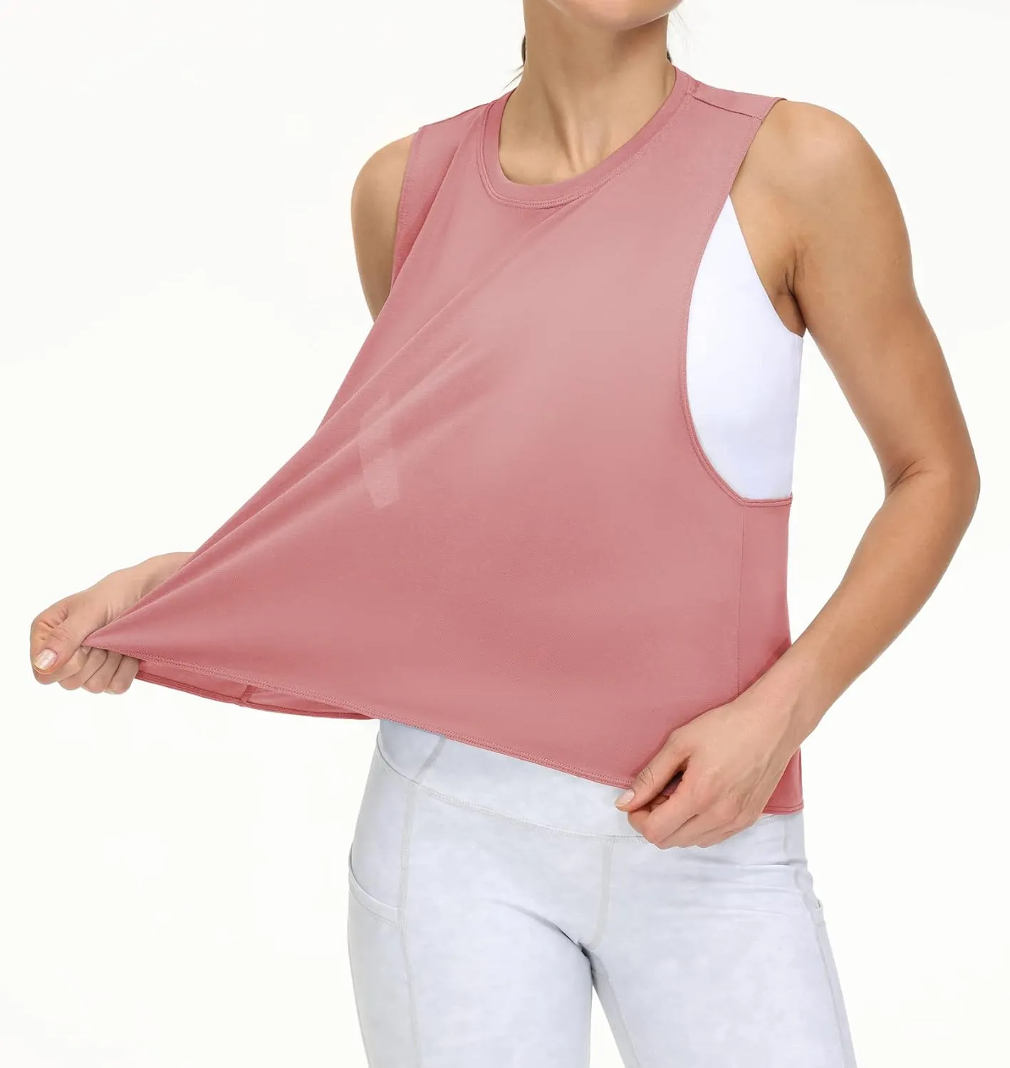 THE GYM PEOPLE Women's Open Cross Back Workout Tank Tops Loose Fit Sleeveless Yoga Running Shirts