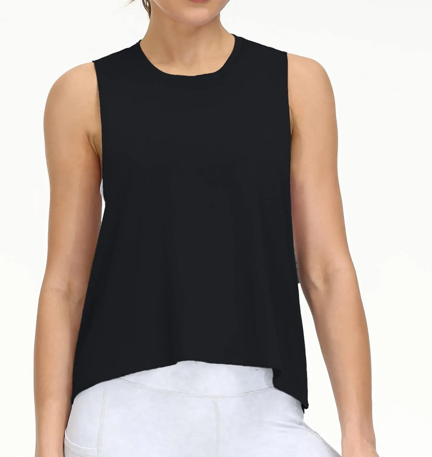 THE GYM PEOPLE Women's Open Cross Back Workout Tank Tops Loose Fit Sleeveless Yoga Running Shirts