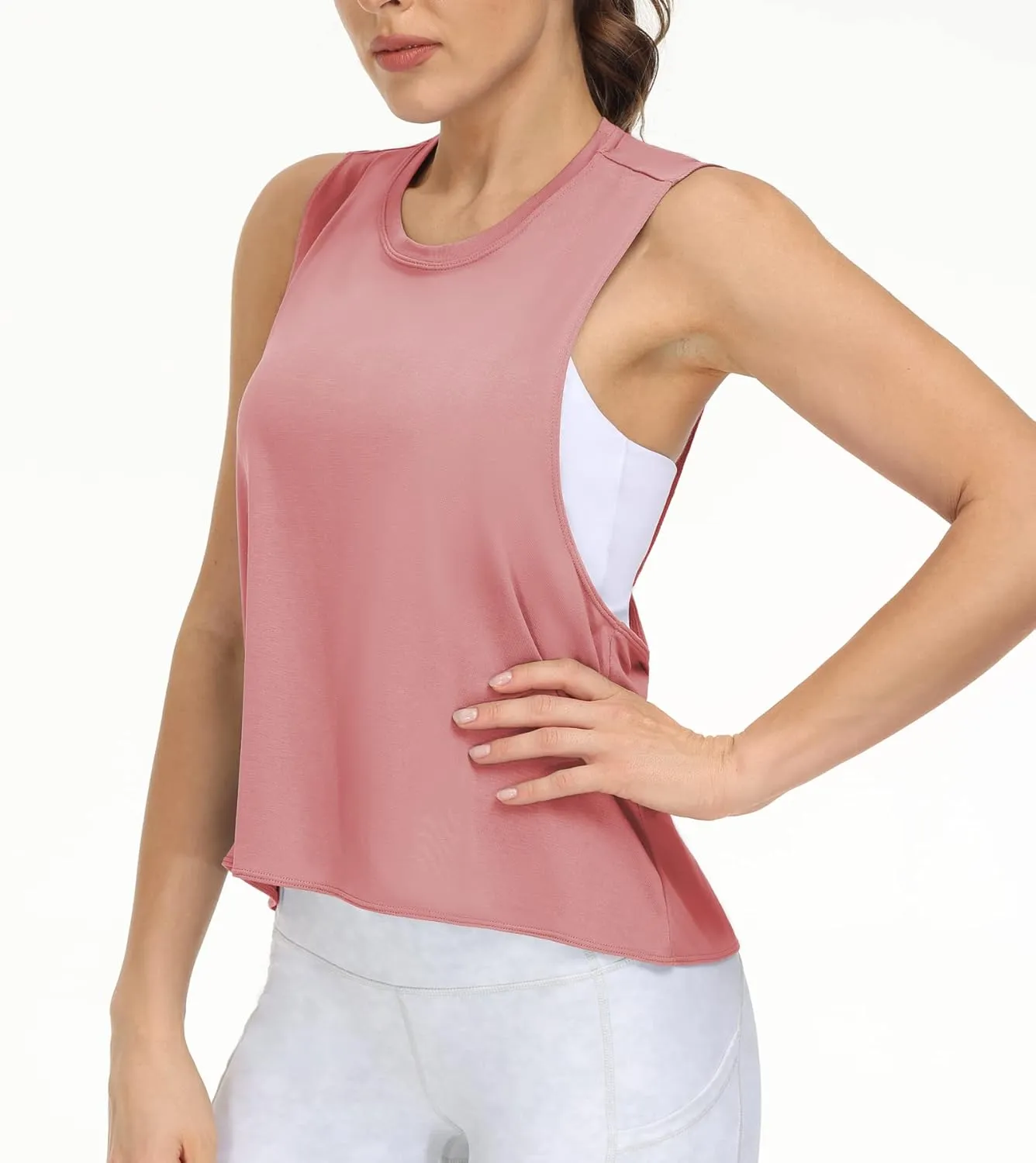THE GYM PEOPLE Women's Open Cross Back Workout Tank Tops Loose Fit Sleeveless Yoga Running Shirts