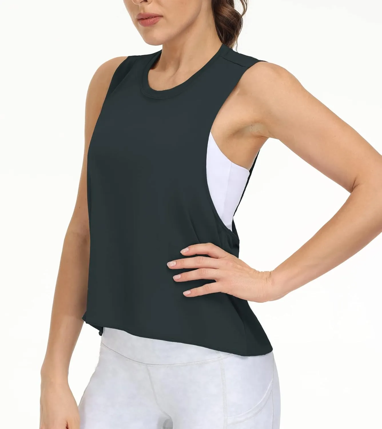 THE GYM PEOPLE Women's Open Cross Back Workout Tank Tops Loose Fit Sleeveless Yoga Running Shirts