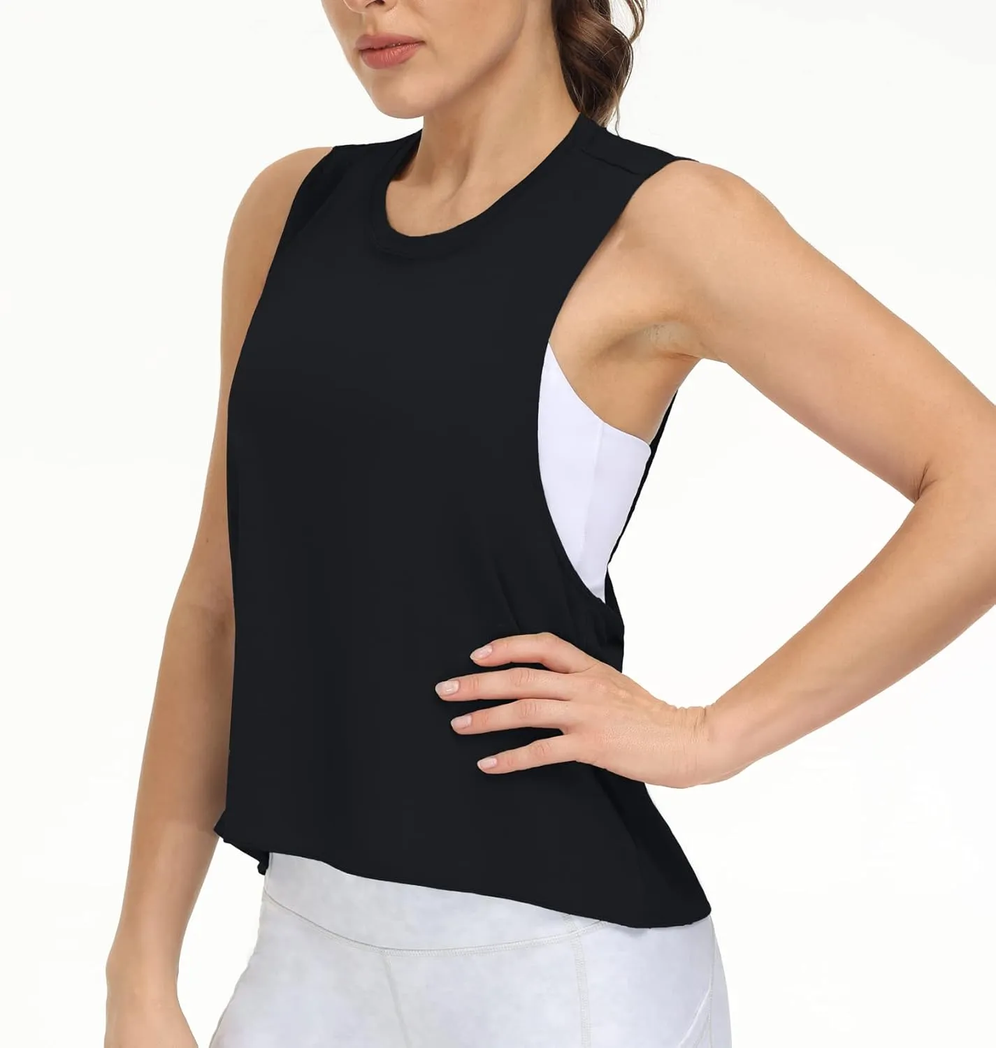 THE GYM PEOPLE Women's Open Cross Back Workout Tank Tops Loose Fit Sleeveless Yoga Running Shirts