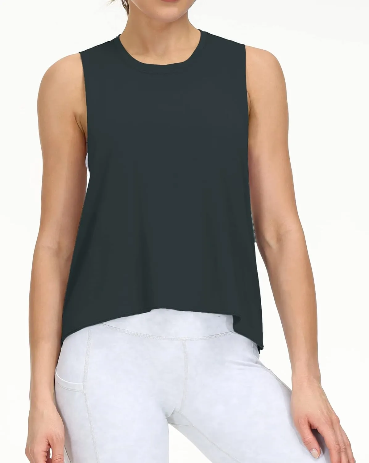 THE GYM PEOPLE Women's Open Cross Back Workout Tank Tops Loose Fit Sleeveless Yoga Running Shirts