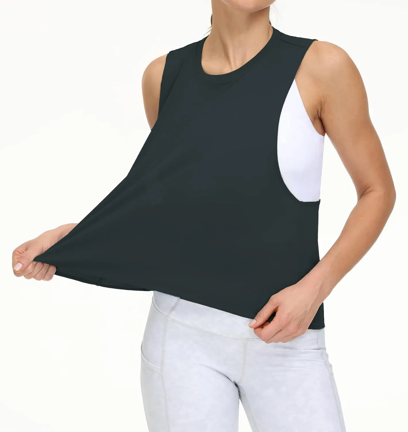 THE GYM PEOPLE Women's Open Cross Back Workout Tank Tops Loose Fit Sleeveless Yoga Running Shirts