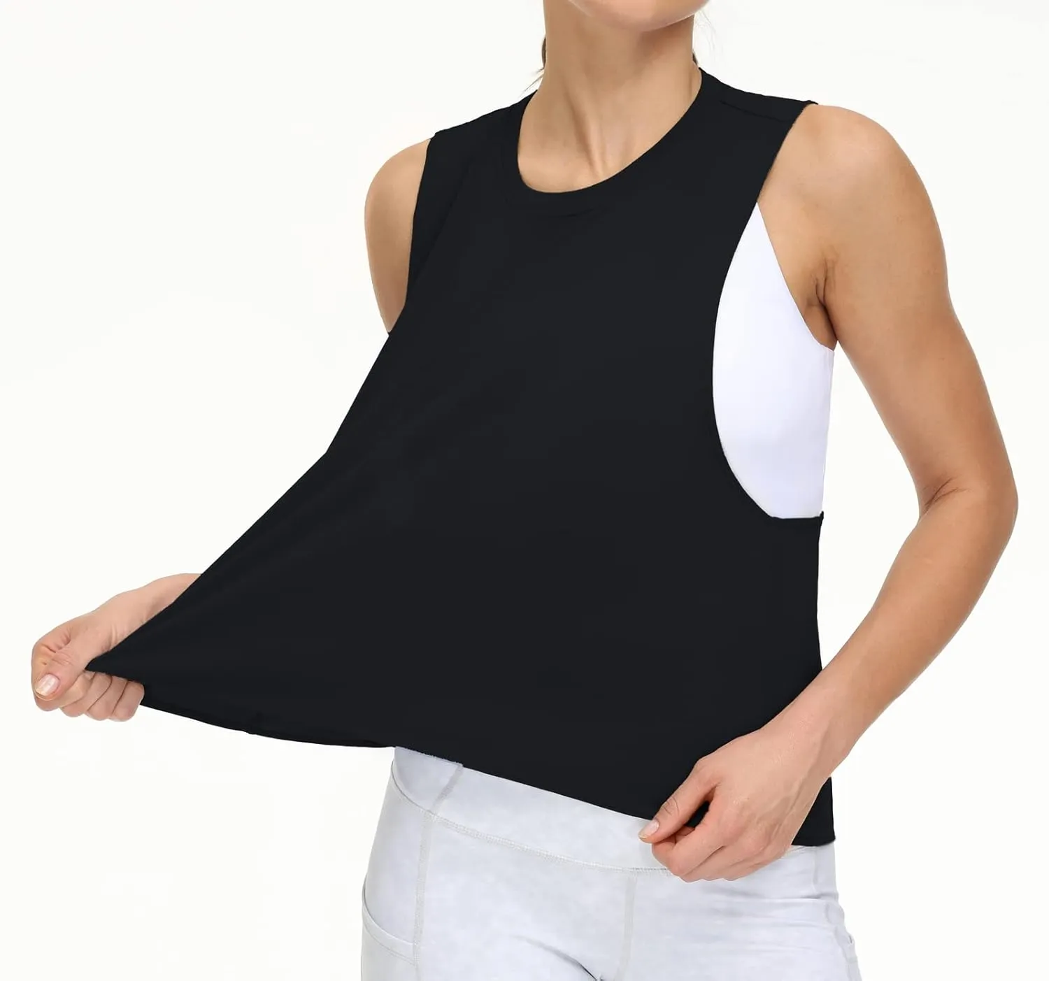 THE GYM PEOPLE Women's Open Cross Back Workout Tank Tops Loose Fit Sleeveless Yoga Running Shirts