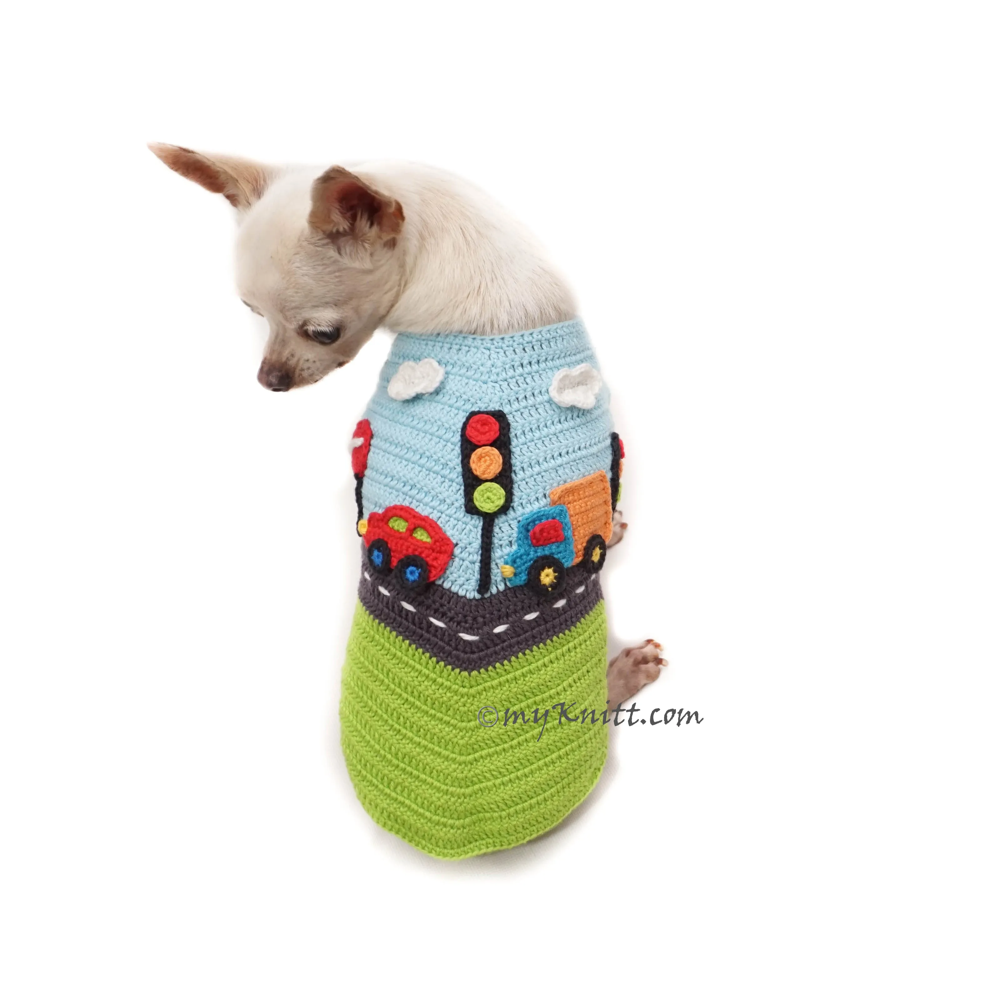 Traffic Crochet Boy Dog Clothes Car Truck Themed DF221 Myknitt