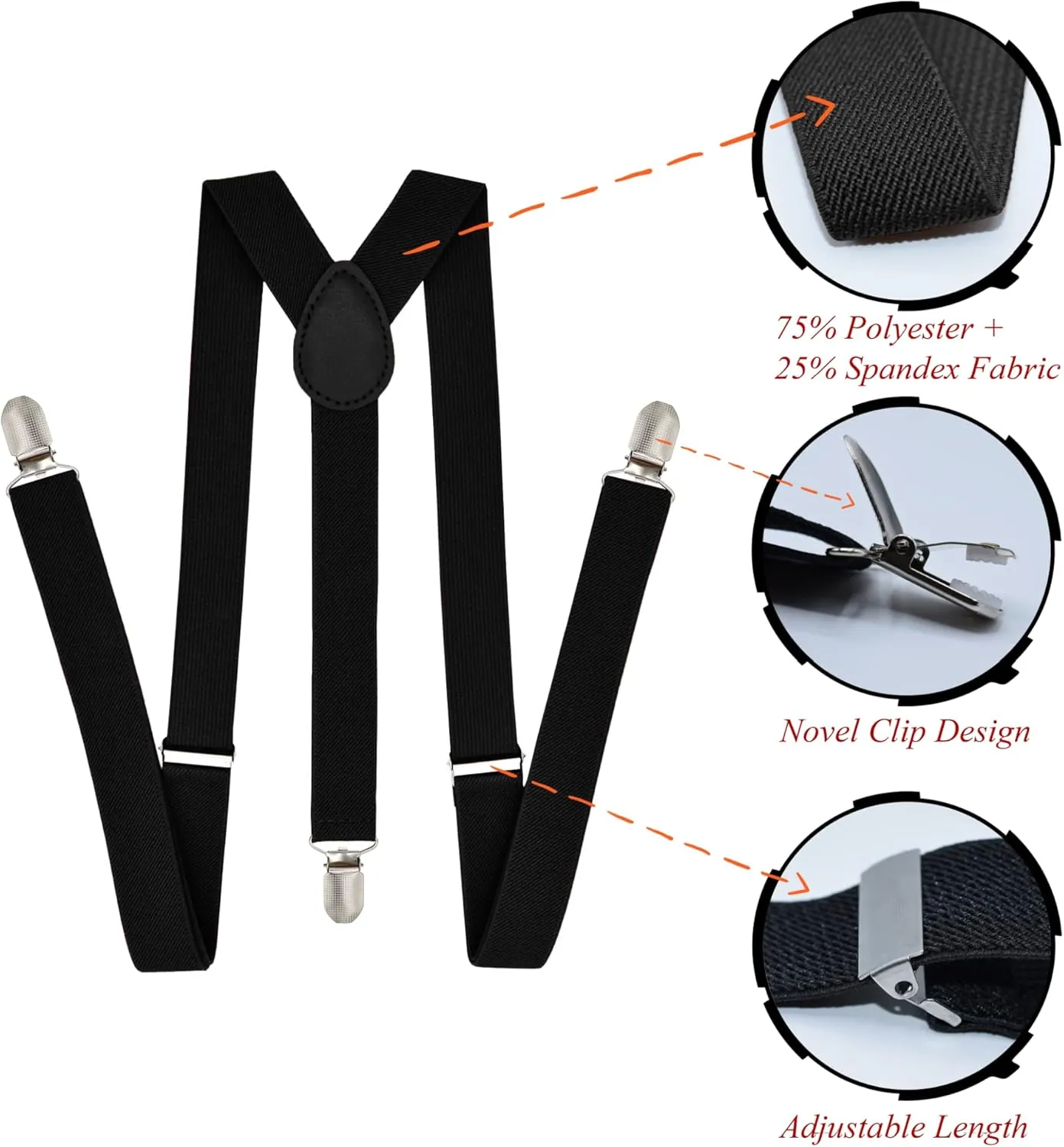 trilece Suspenders for Men Adjustable Y Back Men's Women's Costume Tuxedo Dress Suspender 3 Strong Clips