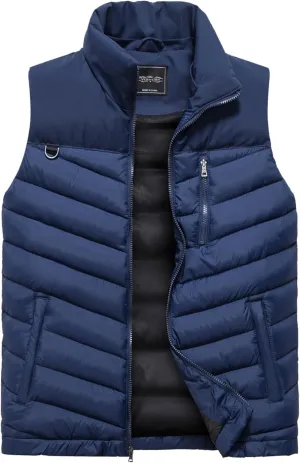 Vcansion Men's Outdoor Quilted Winter Vest Removable Hooded Puffer Sleeveless Jacket Padded Vest