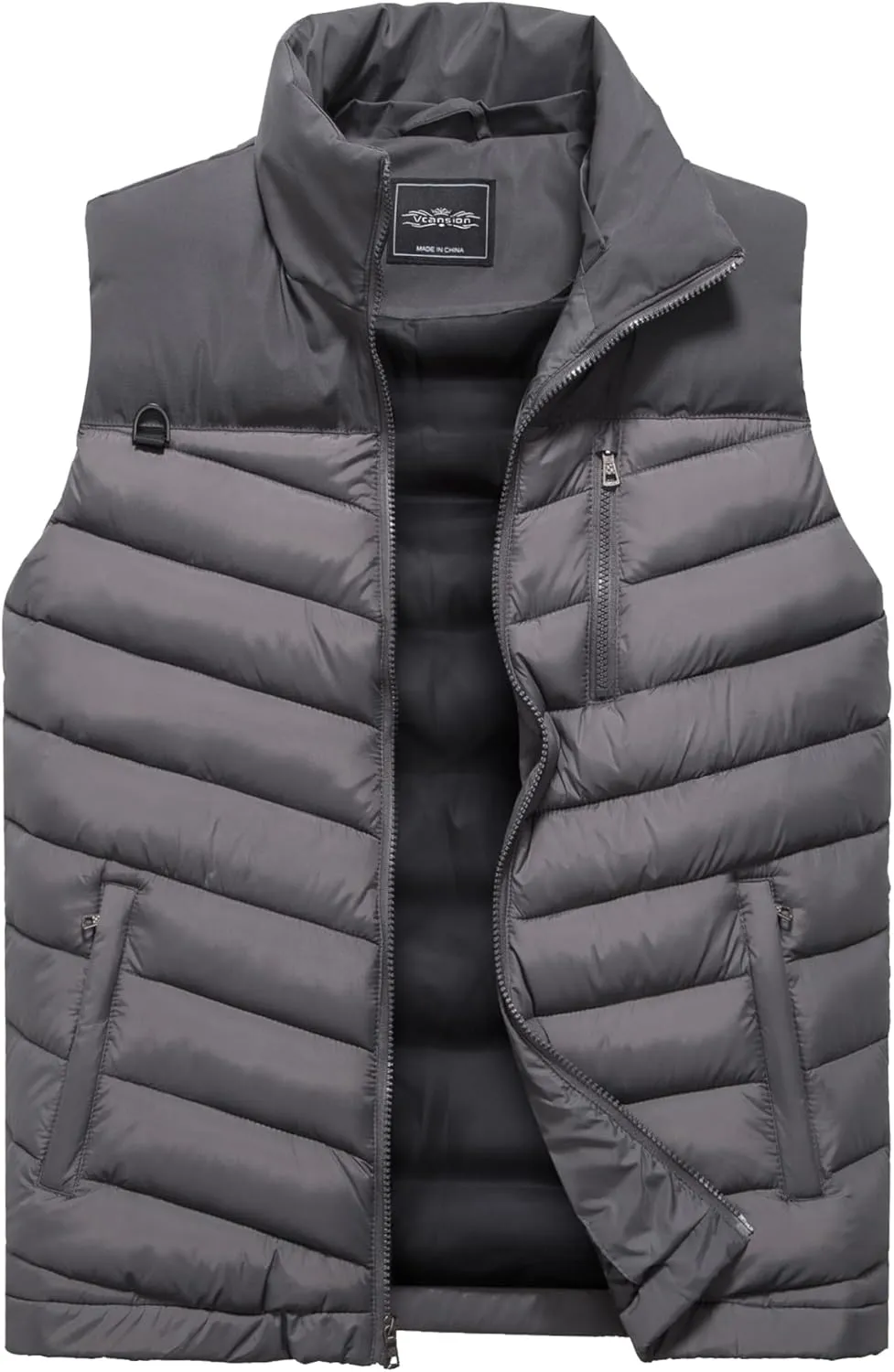 Vcansion Men's Outdoor Quilted Winter Vest Removable Hooded Puffer Sleeveless Jacket Padded Vest