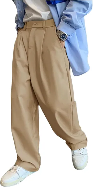 Verdusa Men's Casual Loose Wide Leg Pants Lightweight Trousers with Slant Pockets