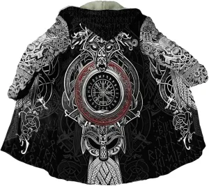 Viking Hooded Coats Nordic Mythology Cloak Hoodies Thick Flannel Hooded Jackets Vintage Hooded Cloak Capes And Cloaks
