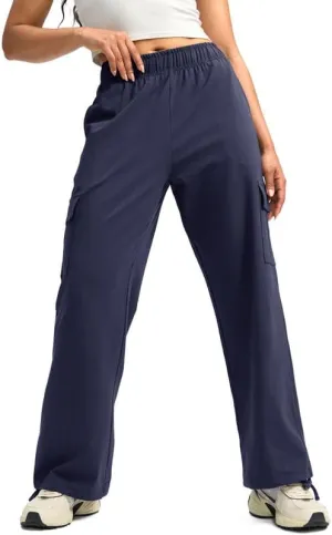 Viodia Womens Cargo Sweatpants High Waisted Wide Leg Baggy Cotton Pants Straight Leg Loose Joggers for Casual Lounge