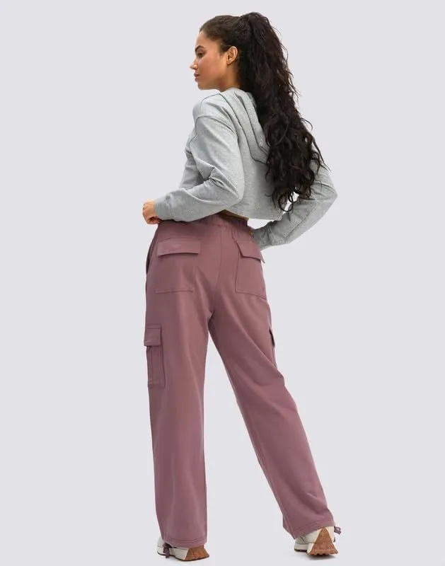 Viodia Womens Cargo Sweatpants High Waisted Wide Leg Baggy Cotton Pants Straight Leg Loose Joggers for Casual Lounge