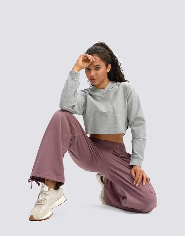 Viodia Womens Cargo Sweatpants High Waisted Wide Leg Baggy Cotton Pants Straight Leg Loose Joggers for Casual Lounge