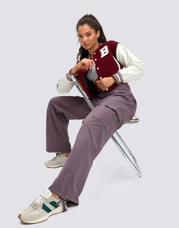 Viodia Womens Cargo Sweatpants High Waisted Wide Leg Baggy Cotton Pants Straight Leg Loose Joggers for Casual Lounge