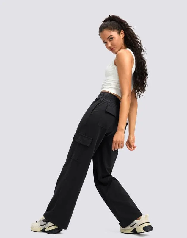 Viodia Womens Cargo Sweatpants High Waisted Wide Leg Baggy Cotton Pants Straight Leg Loose Joggers for Casual Lounge