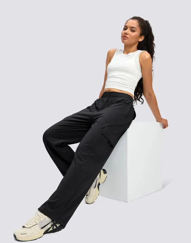 Viodia Womens Cargo Sweatpants High Waisted Wide Leg Baggy Cotton Pants Straight Leg Loose Joggers for Casual Lounge