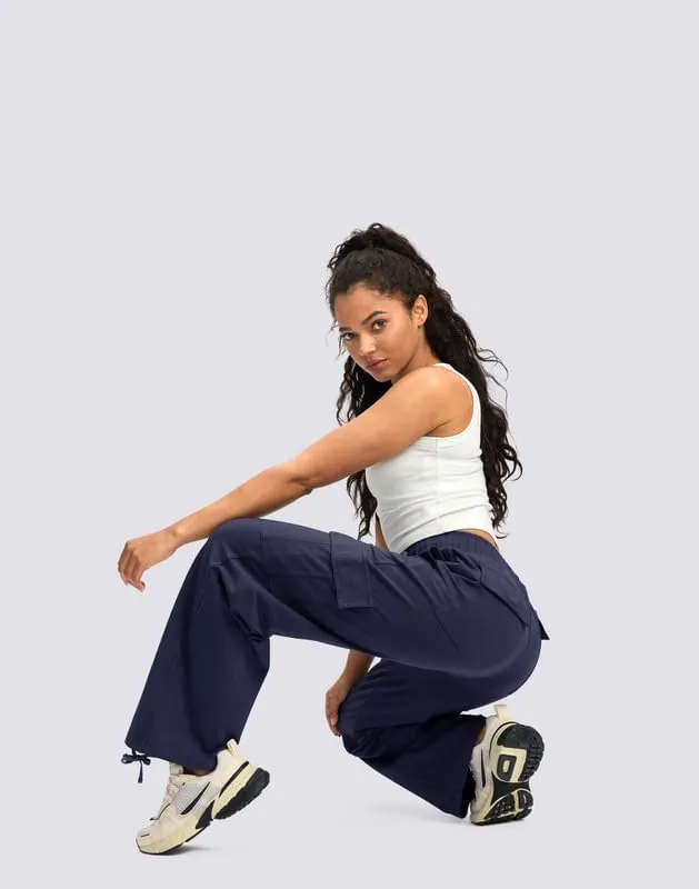 Viodia Womens Cargo Sweatpants High Waisted Wide Leg Baggy Cotton Pants Straight Leg Loose Joggers for Casual Lounge