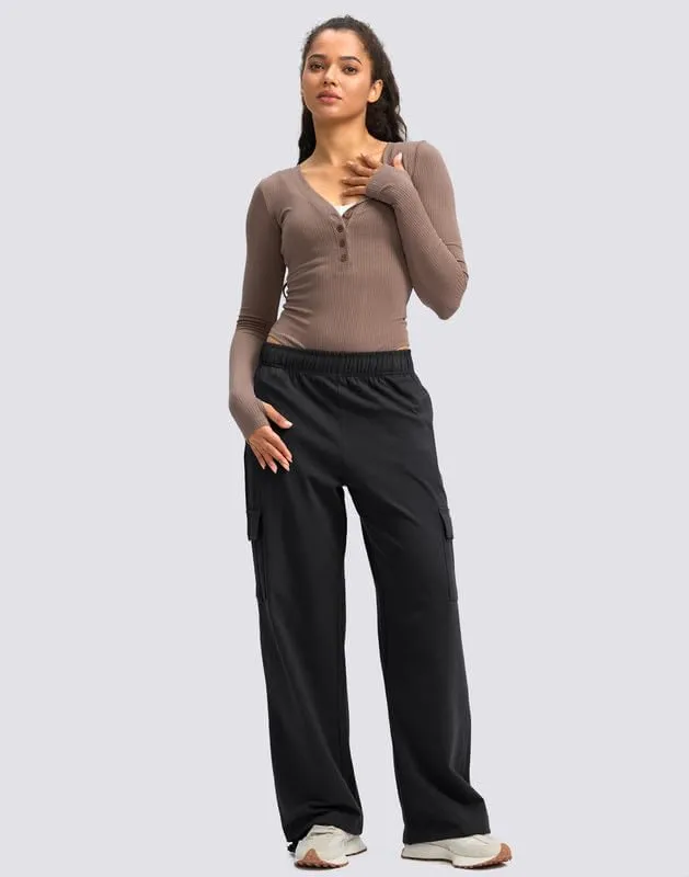 Viodia Womens Cargo Sweatpants High Waisted Wide Leg Baggy Cotton Pants Straight Leg Loose Joggers for Casual Lounge