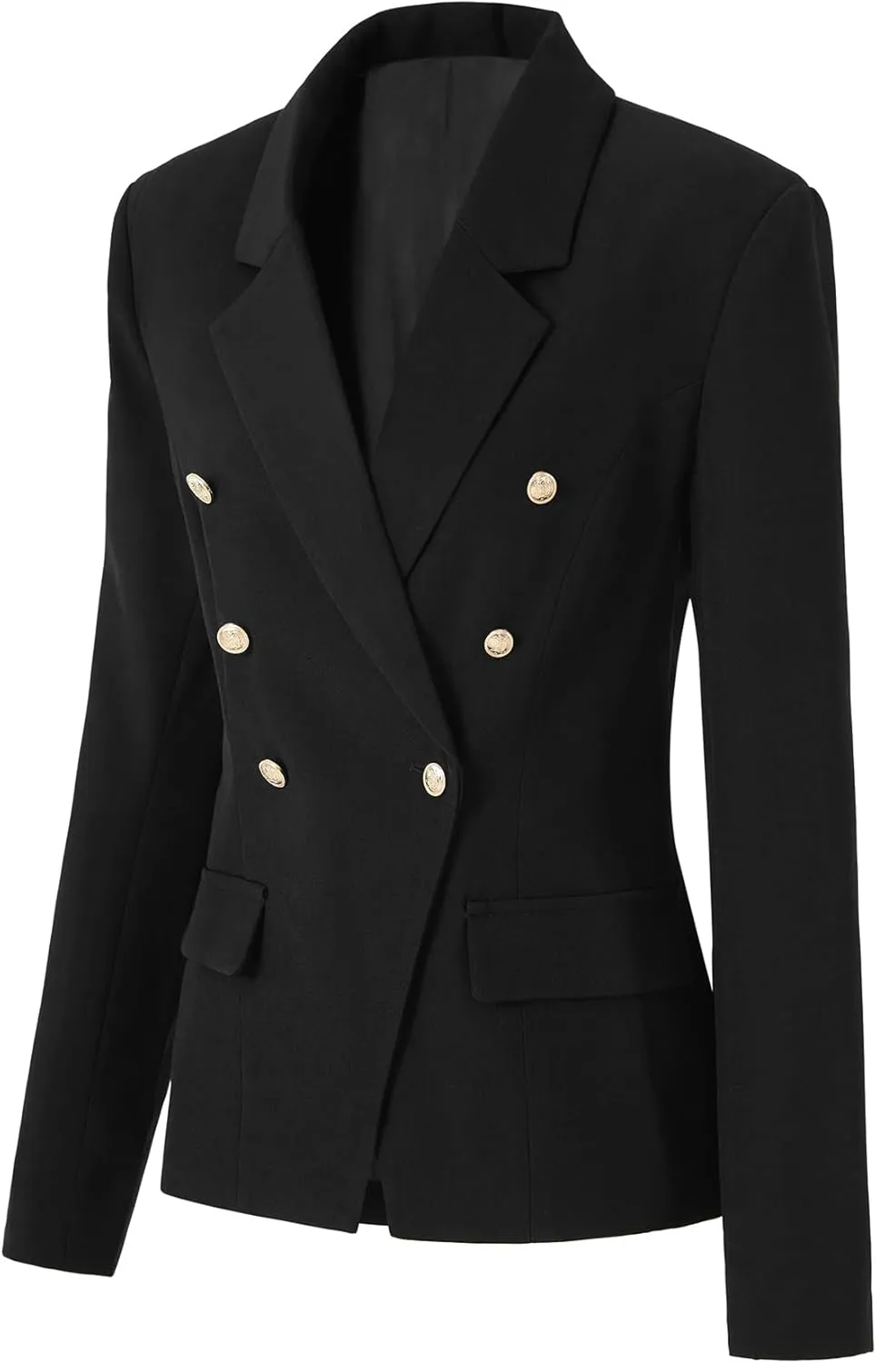 Vrtige Women's Casual Blazer Open Front Lapel Button Long Sleeve Work Office Jacket Suit