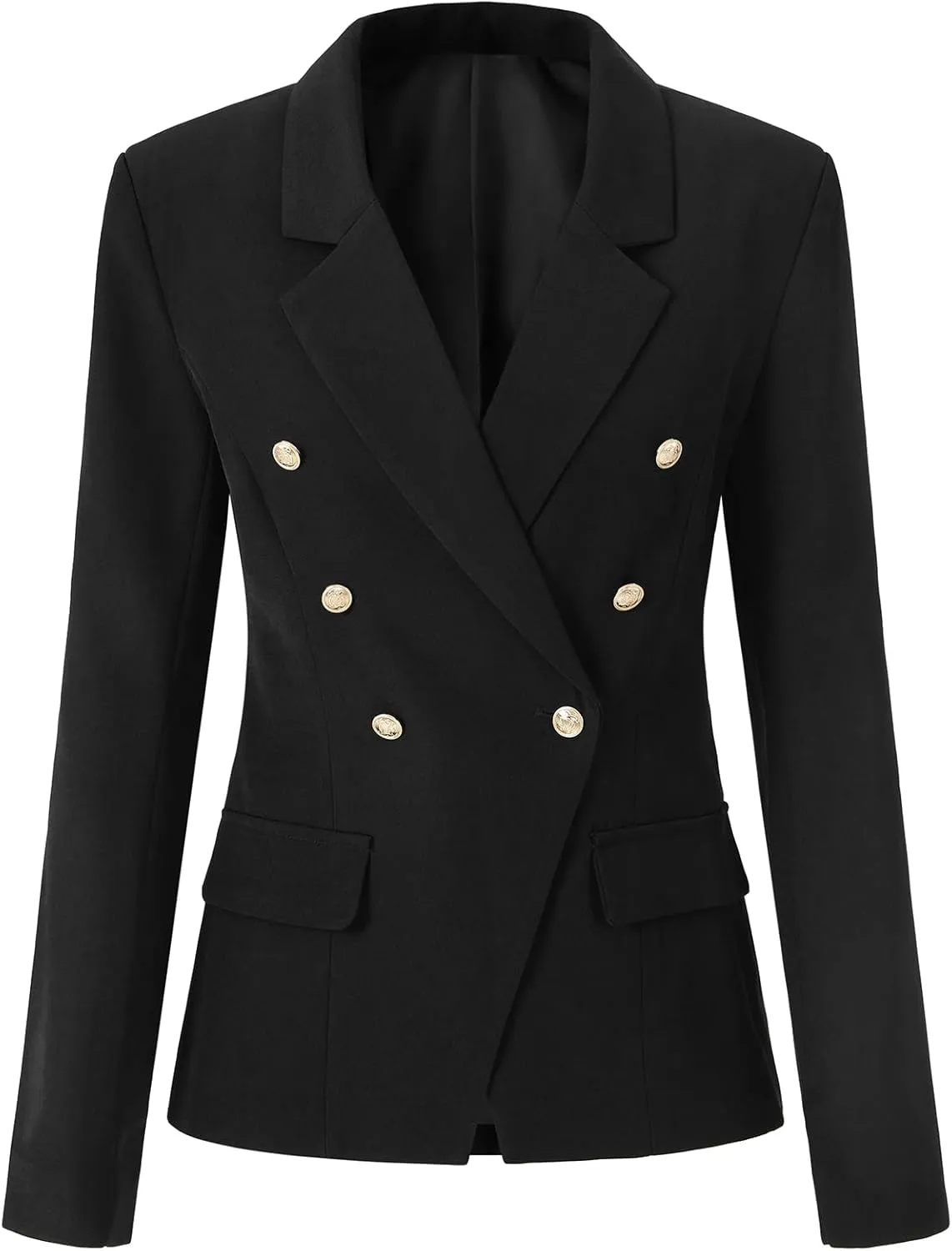 Vrtige Women's Casual Blazer Open Front Lapel Button Long Sleeve Work Office Jacket Suit
