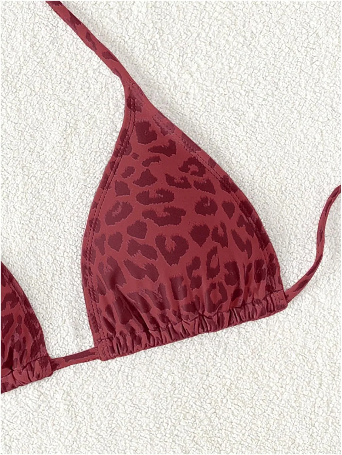 WDIRARA Women's Y2k Leopard Graphic Triangle Bikini Top Micro Halter Swimsuit Tops