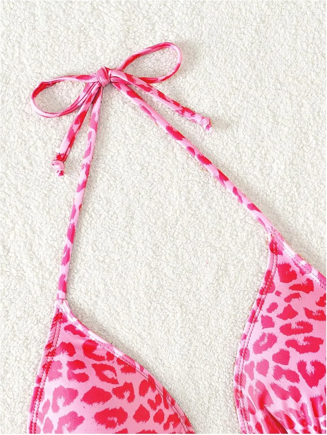 WDIRARA Women's Y2k Leopard Graphic Triangle Bikini Top Micro Halter Swimsuit Tops
