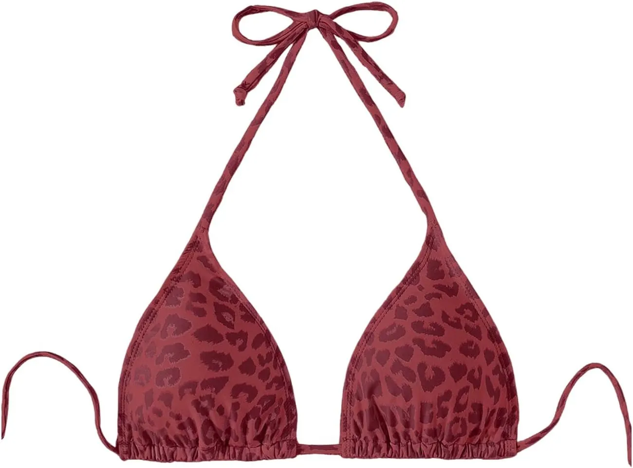 WDIRARA Women's Y2k Leopard Graphic Triangle Bikini Top Micro Halter Swimsuit Tops