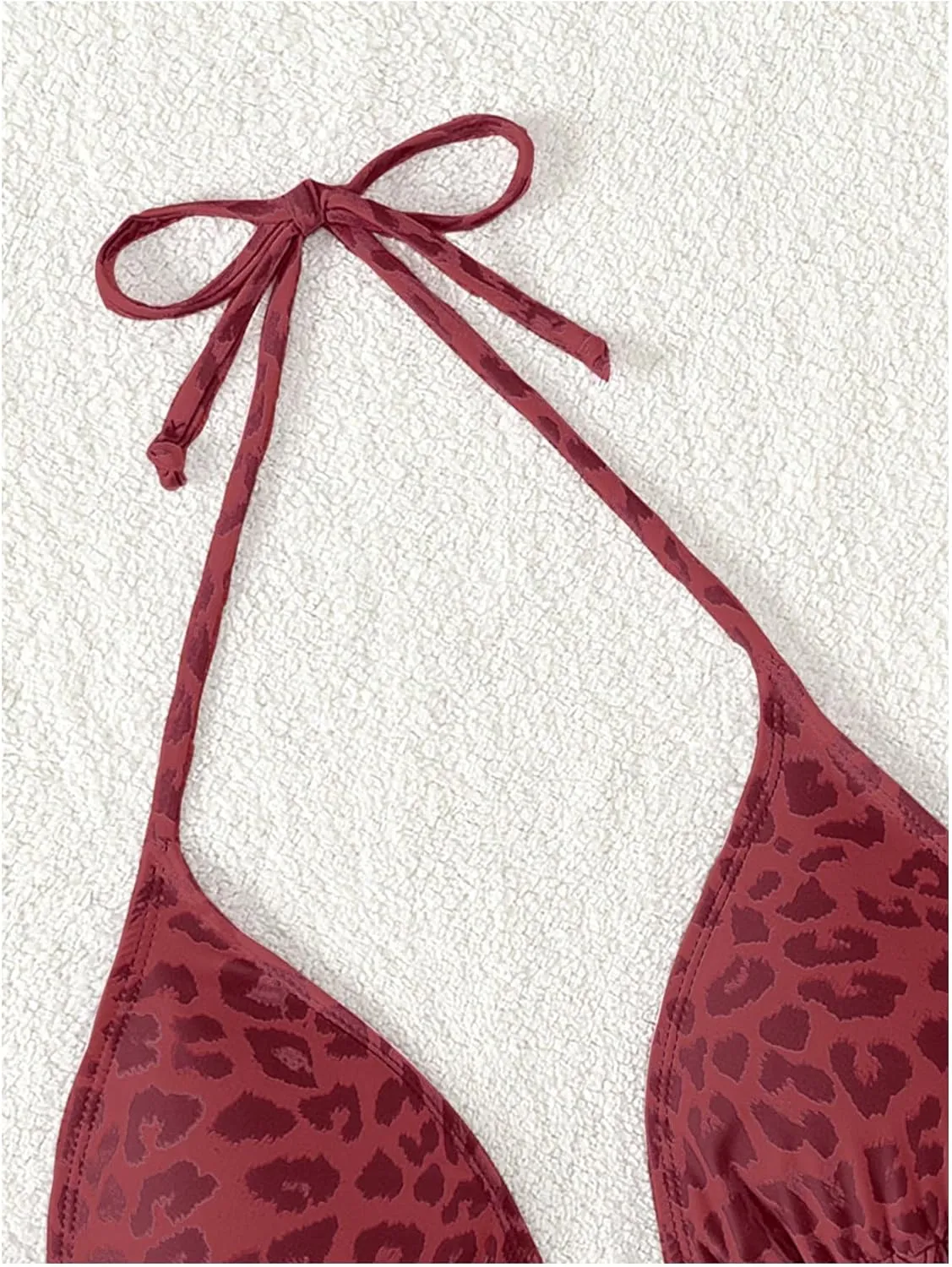 WDIRARA Women's Y2k Leopard Graphic Triangle Bikini Top Micro Halter Swimsuit Tops
