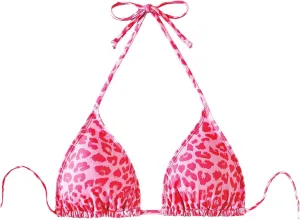 WDIRARA Women's Y2k Leopard Graphic Triangle Bikini Top Micro Halter Swimsuit Tops