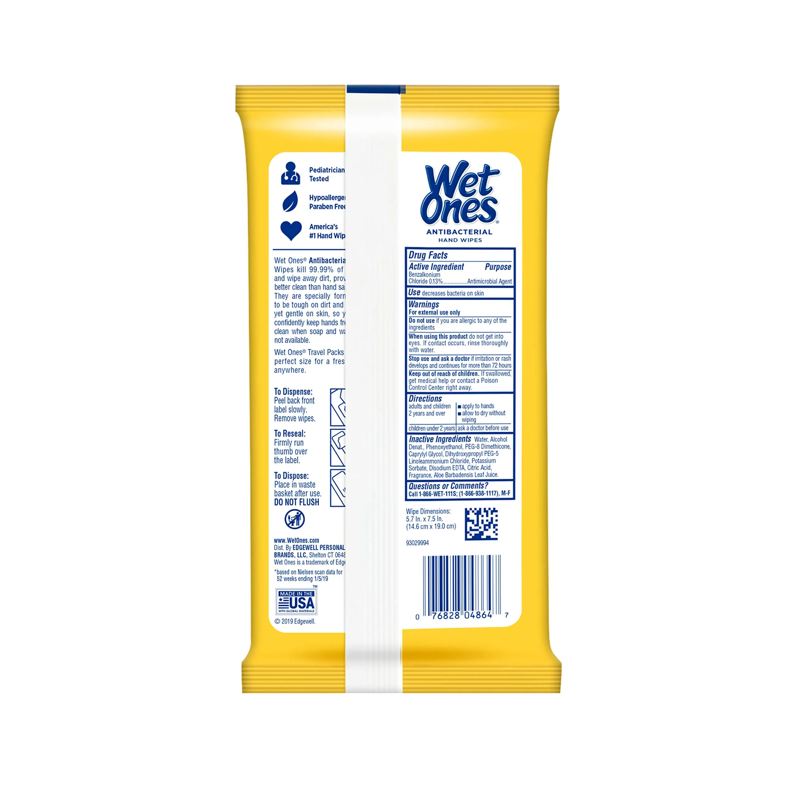 Wet Ones Antibacterial Hand Wipes, Tropical Splash - 20 ct. Size Wipes (10 Pack)