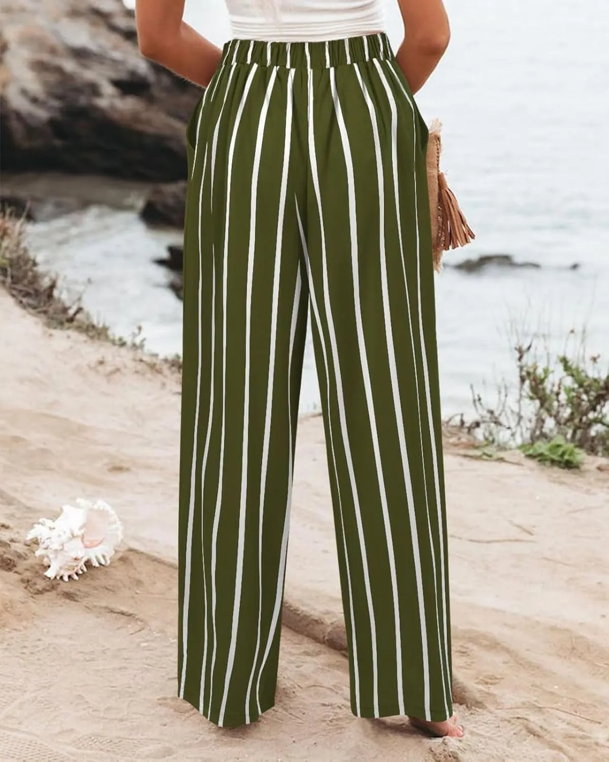 Wide Leg Trousers Pants for Women High Elastic Waisted in The Back Business Work Button Long Casual Pants Palazzo Plus