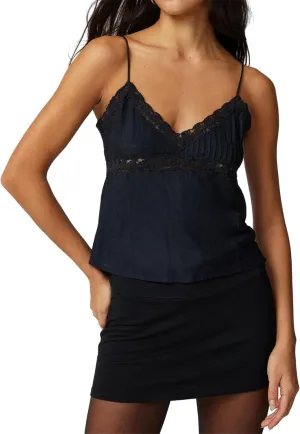 Women Babydoll Tank Tops Y2k Lace Trim V Neck Sleeveless Spaghetti Straps Camisole Flared Hem Flowy Peplum Cami Tops