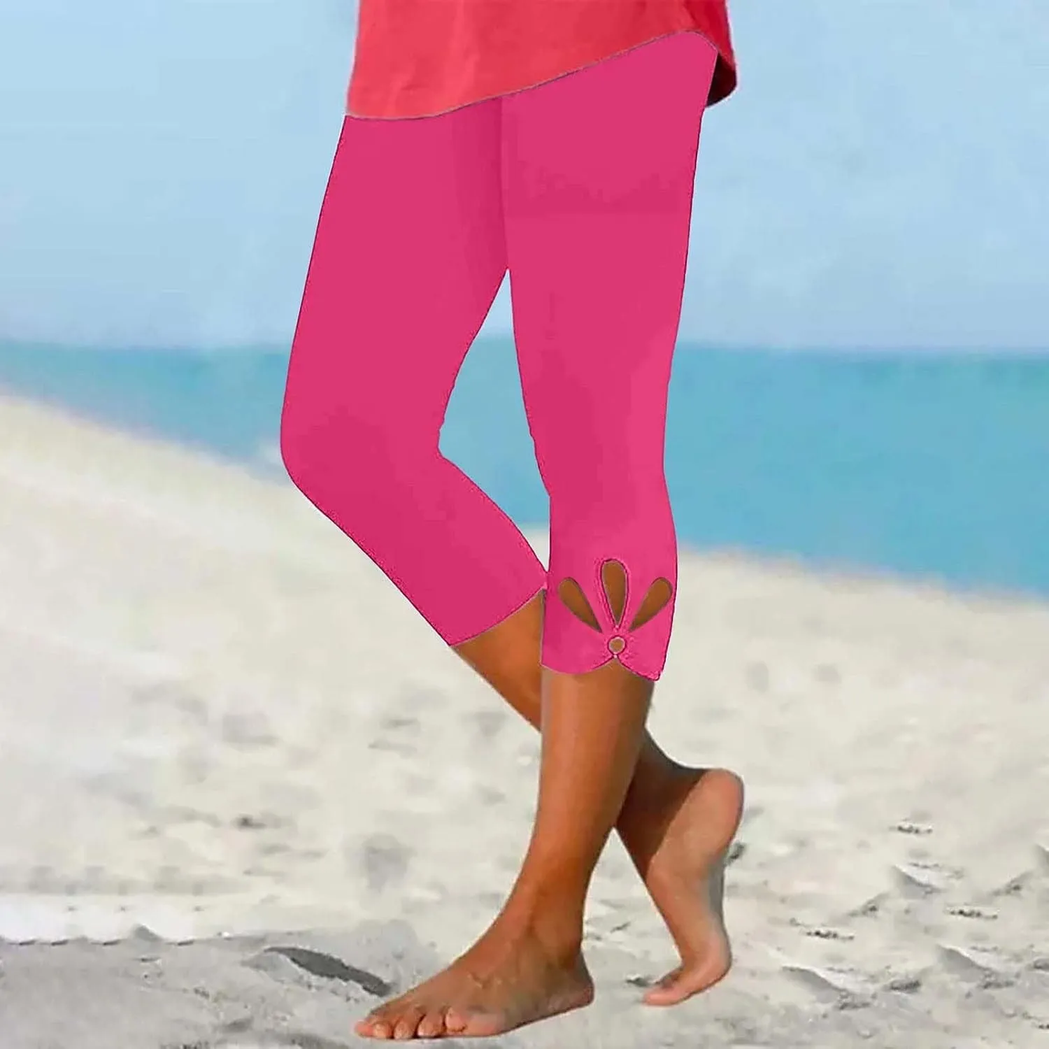 Women Capri Leggings 2025 Dressy Casual Summer Capris Comfy Knee Length Crop Pants Trendy Workout Compression Pants